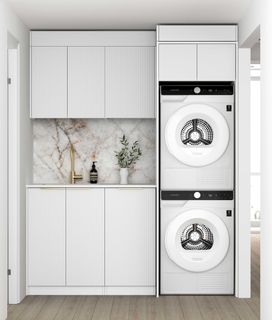 Laundry Kit 1715DR-C Noosa White with Natural Carrara Marble Top and 400 Drawer Unit