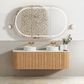 Bondi 1500mm Woodland Oak Fluted Curve Vanity with Pure White Top