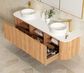 Bondi 1800mm Woodland Oak Fluted Curve Vanity with Cloudy Carrara Top