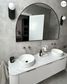 Bondi 1800mm Satin White Fluted Wall Hung Curve Vanity with Natural Carrara Marble Top