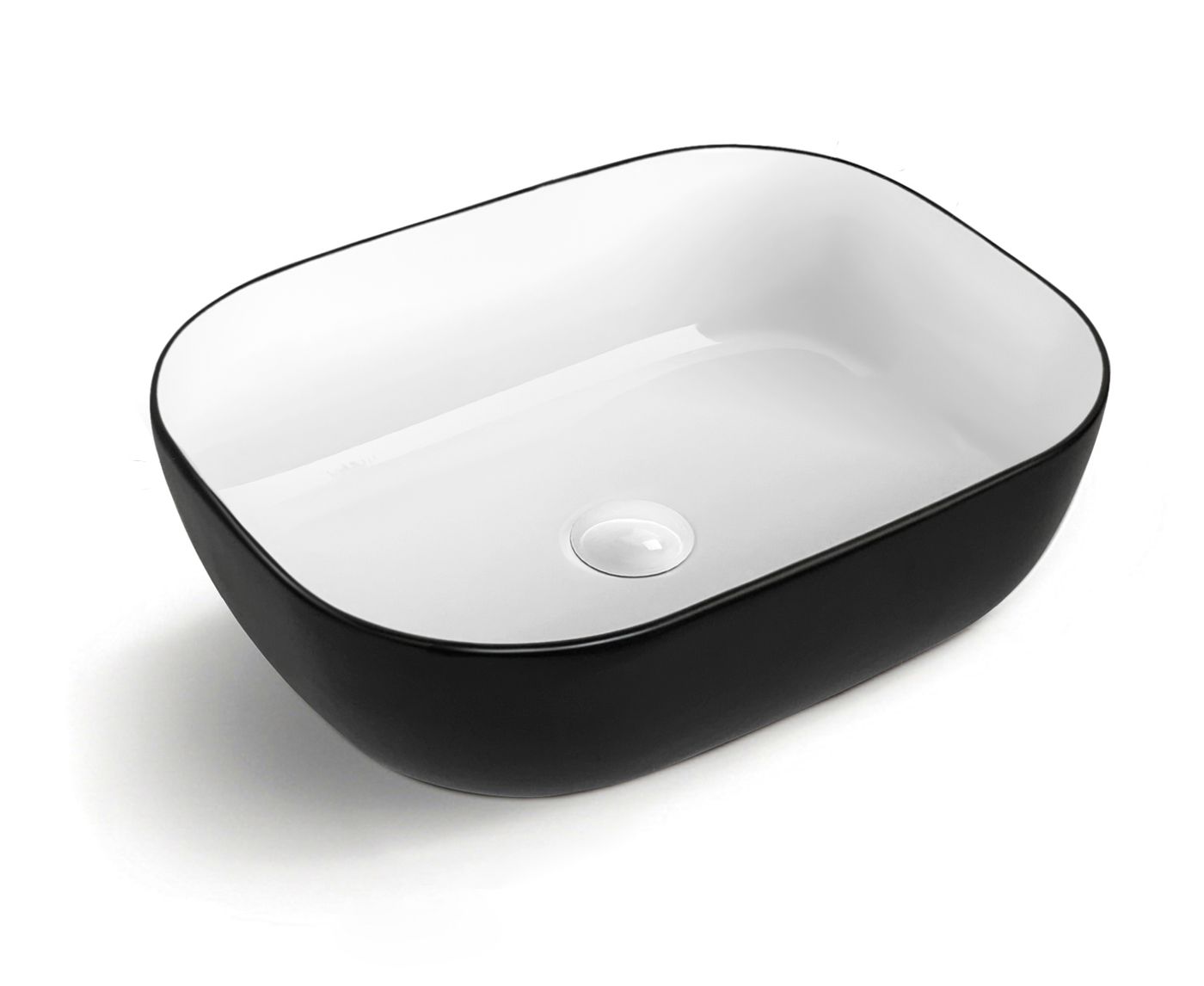 Artis O'96 455x325x135 Matte Black & Gloss White Oval Basin Ultra Slim