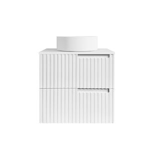 Noosa Fluted 600mm Satin White Wall Hung Vanity With Pure White Top
