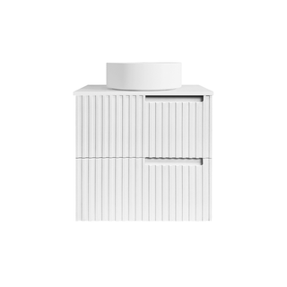 Noosa 600mm Satin White Wall Hung Vanity With Pure White Top