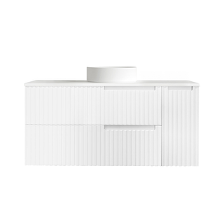 Noosa 1200mm Satin White Wall Hung Vanity With Pure White Top