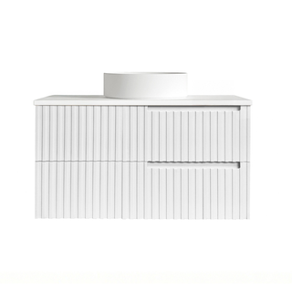 Noosa 900mm Satin White Wall Hung Vanity With Pure White Top
