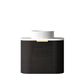 Bondi 600mm Black Oak Wall Hung Curve Vanity with Pure White Top