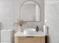 Bondi 750mm Natural Oak Wall Hung Curve Vanity with Pure White Top