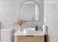Bondi 750mm Natural Oak Wall Hung Curve Vanity with Pure White Top