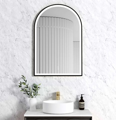 LED Archie 900(H)x600(W) Black Metal Frame Mirror