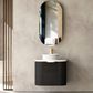 Bondi 600mm Black Oak Wall Hung Curve Vanity with Cloudy Carrara Top