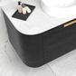 Bondi 600mm Black Oak Wall Hung Curve Vanity with Cloudy Carrara Top