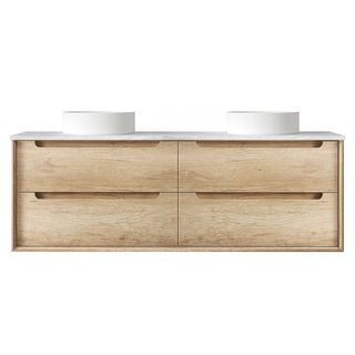 Byron 1500mm Natural Oak Wall Hung Vanity with Cloudy Carrara Top