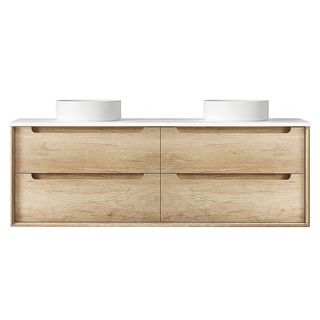 Byron 1500mm Natural Oak Wall Hung Vanity with Pure White Top