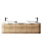 Bondi 1800mm Natural Oak Wall Hung Curve Vanity with Cloudy Carrara Top