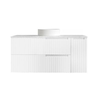 Noosa 1200mm Satin White Wall Hung Vanity With Cloudy Carrara Top