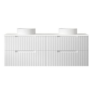 Noosa 1500mm Satin White Wall Hung Vanity With Pure White Top