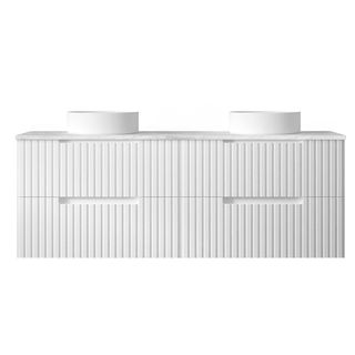 Noosa 1500mm Satin White Wall Hung Vanity With Cloudy Carrara Top