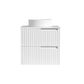 Noosa Fluted 600mm Satin White Wall Hung Vanity With Cloudy Carrara Top