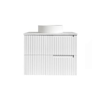 Noosa 750mm Satin White Wall Hung Vanity With Cloudy Carrara Top