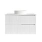 Noosa Fluted 900mm Satin White Wall Hung Vanity With Cloudy Carrara Top