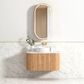 Bondi 900mm Woodland Oak Fluted Curve Vanity with Cloudy Carrara Top