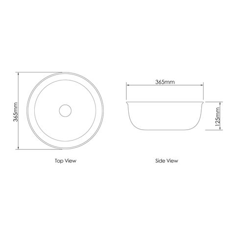 Bronte Round 360x360x130 Matte White Basin