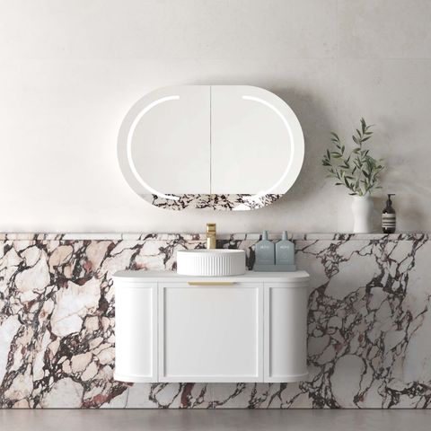 Hampshire 900mm Satin White Wall Hung Curve Vanity