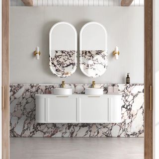 Hampshire 1500mm Satin White Wall Hung Curve Cabinet Only