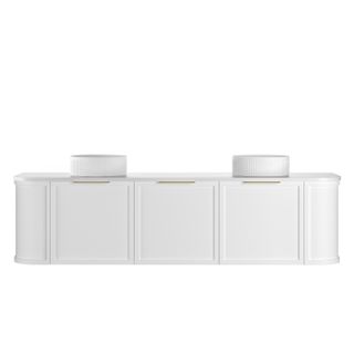 Hampshire 1800mm Satin White Wall Hung Curve Vanity with Pure White Top