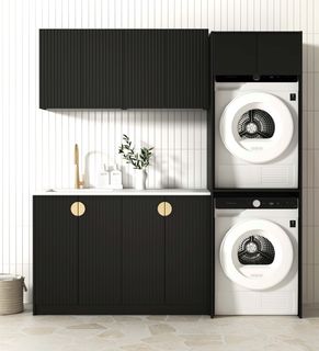 Laundry Kit 1960C Marlo Black with Natural Carrara Marble Top