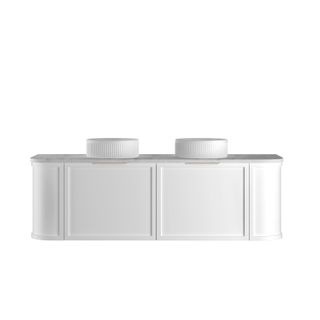 Hampshire 1500mm Satin White Wall Hung Curve Vanity with Natural Carrara Marble Top
