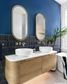 Bondi 1500mm Natural Oak Wall Hung Curve Vanity with Matte White Top