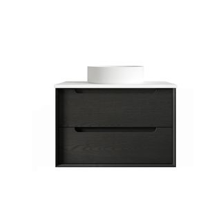 Byron 750mm Black Oak Wall Hung Vanity with Matte White Top