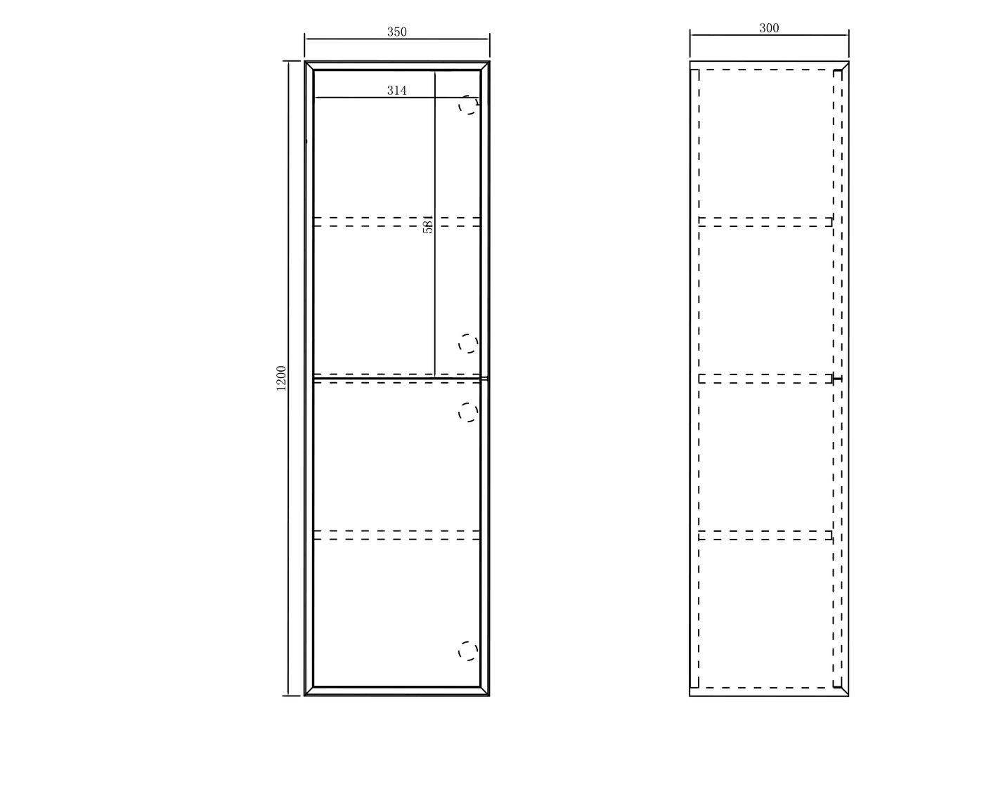 Noosa Tall Boy 350x300x1200 Matt White