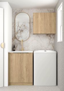 Wall and Base Cabinets Kit 650 Byron/Bondi Natural Oak with Cloudy Carrara Top