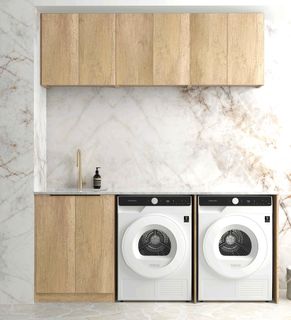 Laundry Kit 1960A Byron/Bondi Natural Oak with Cloudy Carrara Top