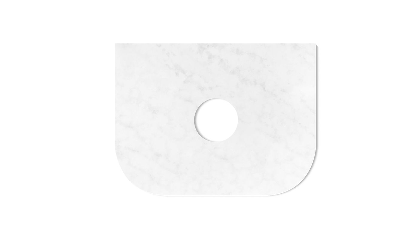 Bondi 600x460x20 Solid Surface Cloudy Carrara Top - NTH or 12TH Only