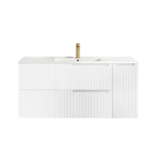 Noosa 1200mm Satin White Wall Hung Vanity with Ceramic Top