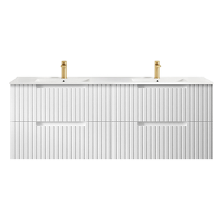 Noosa 1500mm Satin White Wall Hung Vanity with Ceramic Top