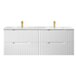 Noosa Fluted 1500mm Satin White Wall Hung Vanity with Ceramic Top