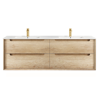 Byron 1500mm Natural Oak Wall Hung Vanity with Ceramic Top