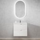 Noosa 600mm Satin White Wall Hung Vanity with Ceramic Top