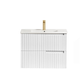 Noosa Fluted 750mm Satin White Wall Hung Vanity with Ceramic Top