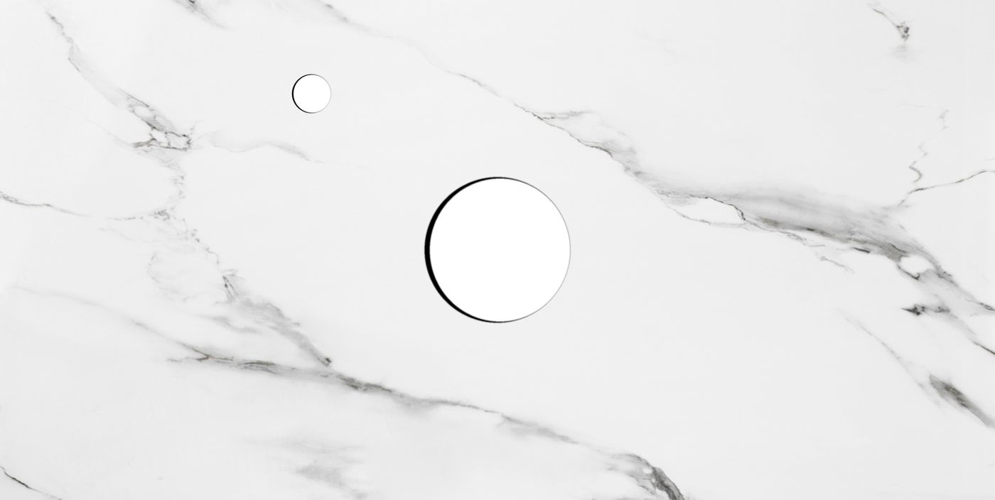 Rock Plate Stone 900x465x15 Mont Blanc - Above Counter 10 O'Clock Taphole