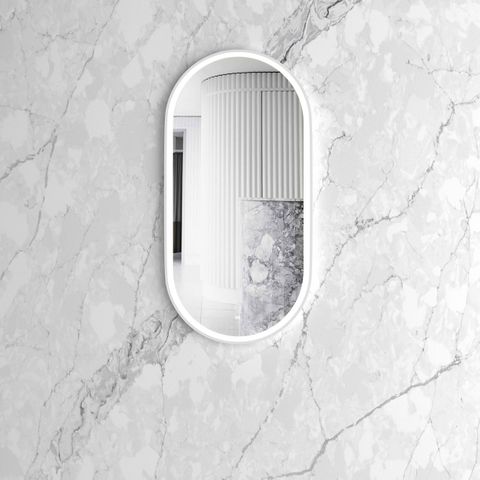 LED Noosa 900(H)x450(W) White Metal Frame Mirror