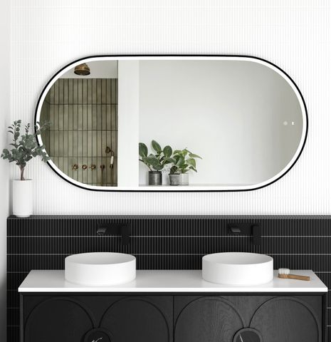 LED Noosa 1500(W)x750(H) Black Metal Frame Mirror- Install Horizontal or Vertical