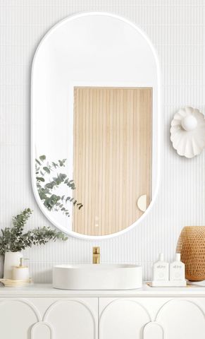 LED Noosa 1200x750 White Metal Frame Mirror