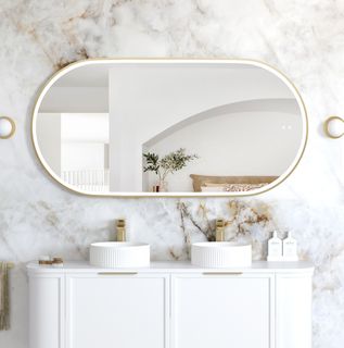 LED Noosa 1500(W)x750(H) Gold Metal Frame Mirror- Install Horizontal or Vertical