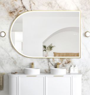 LED Archie 1500x1000 Gold Metal Frame Mirror