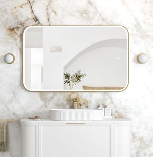 LED Newport 1200(W)x750(H) Gold Metal Frame Mirror- Install Horizontal or Vertical